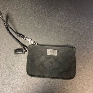 Black coach signature wristlet